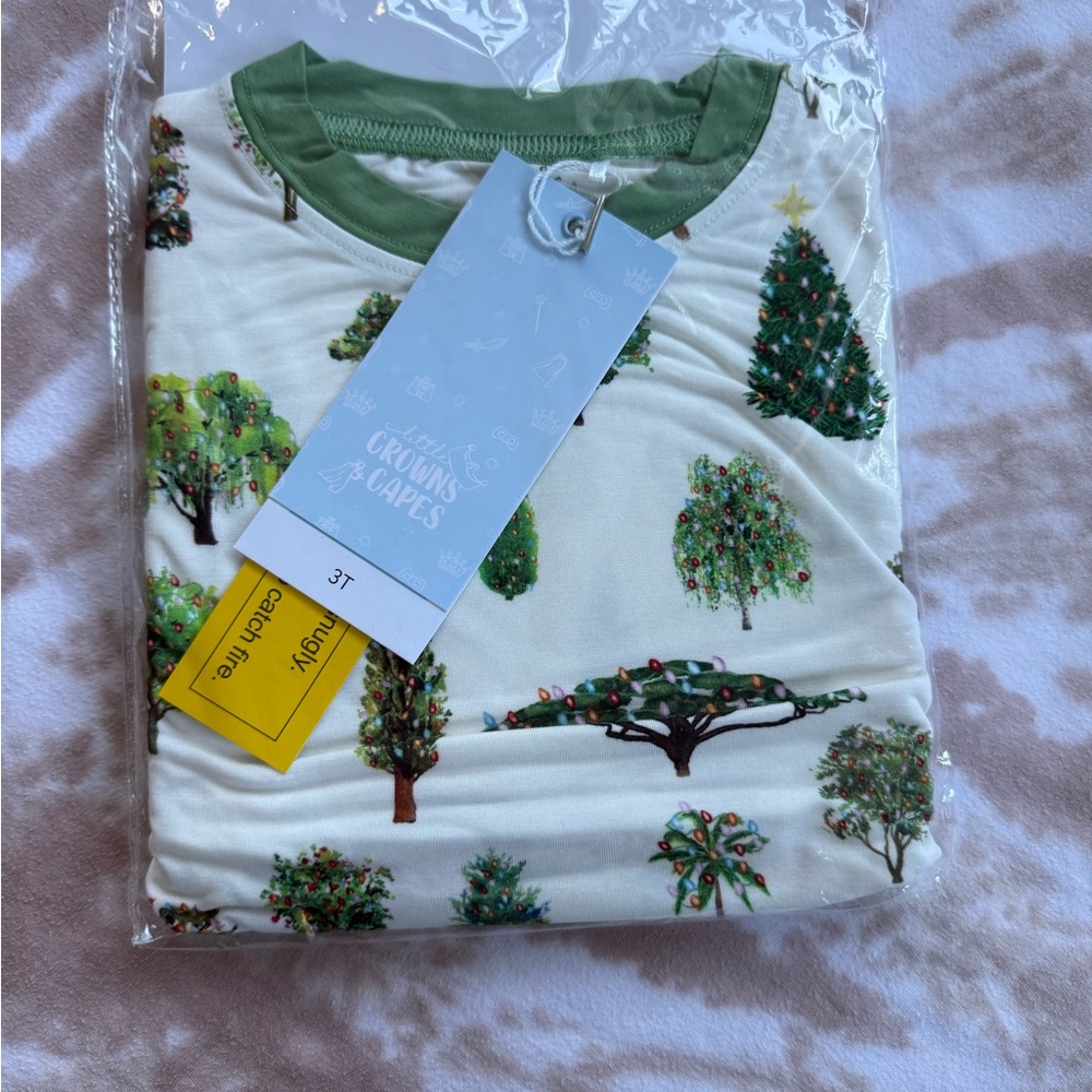 Little Crowns & Capes Bamboo PJ Set - Lit Trees